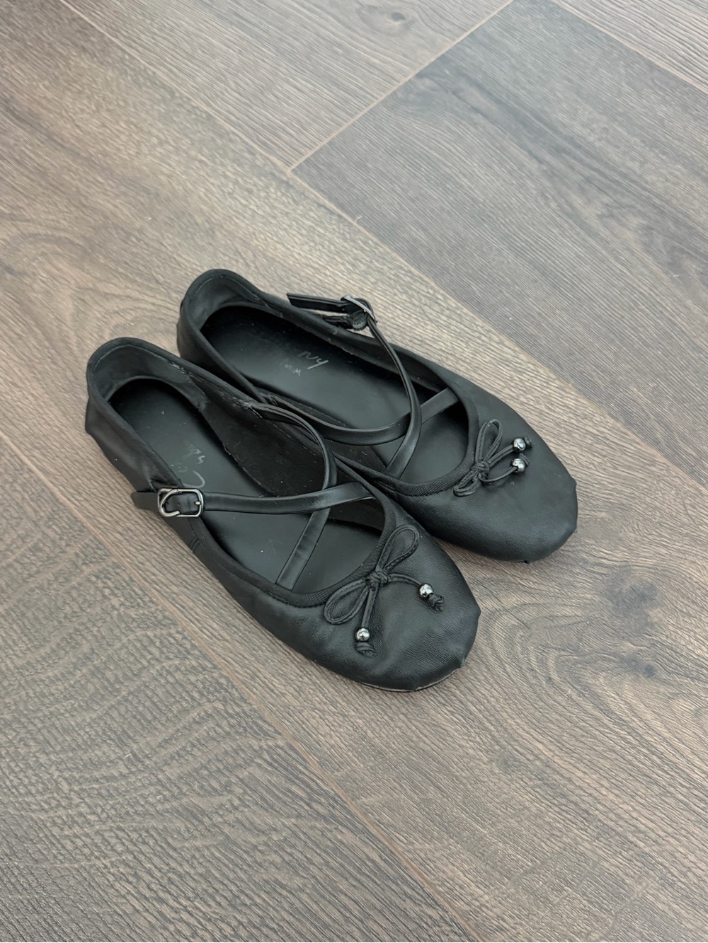 Sam Edelman Black Ballet Flats with Ankle Straps and Bow